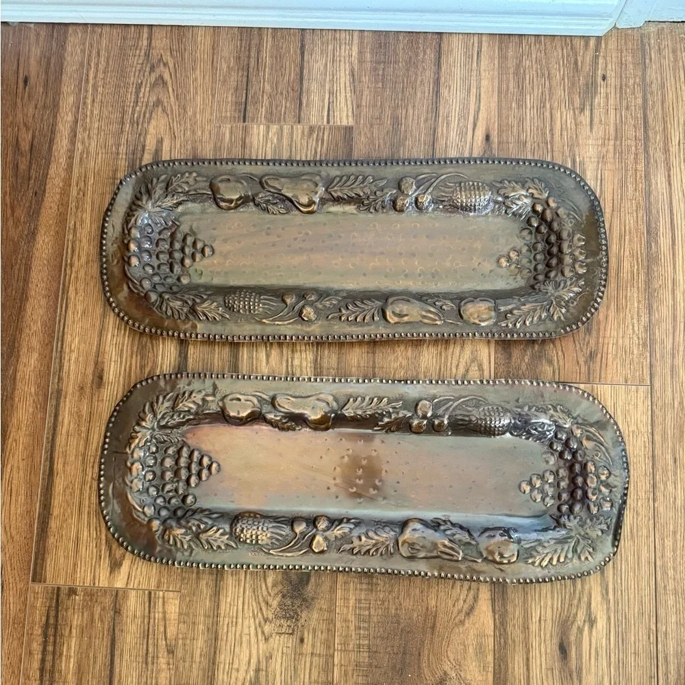 VINTAGE HAMMERED COPPER FRUIT TRAYS 2 (Made IN INDIA) - Picture 1 of 9